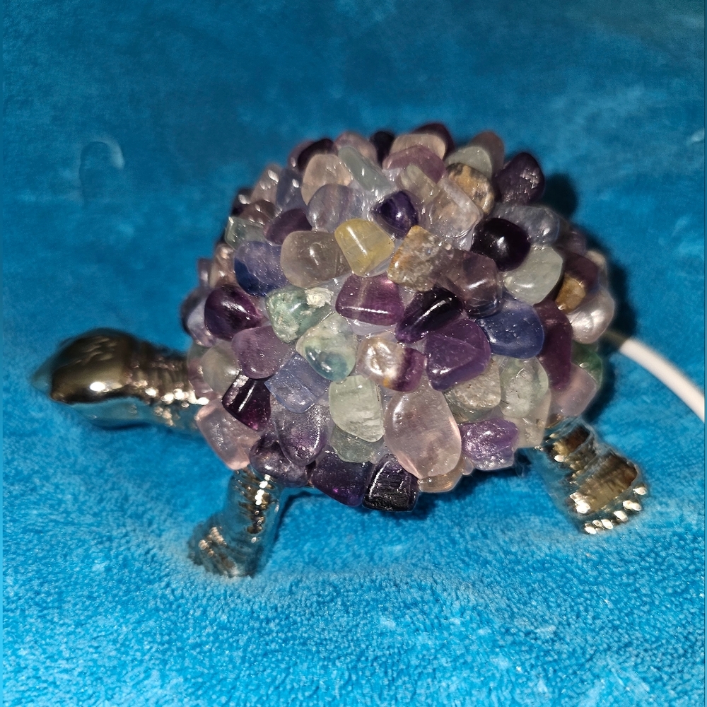108x70x50mm (approx) Fluorite Turtle Lamp, USB Power Cord, On/Off Switch, NWT!